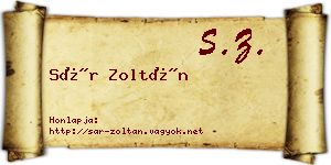 Sár Zoltán névjegykártya