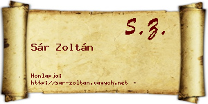 Sár Zoltán névjegykártya